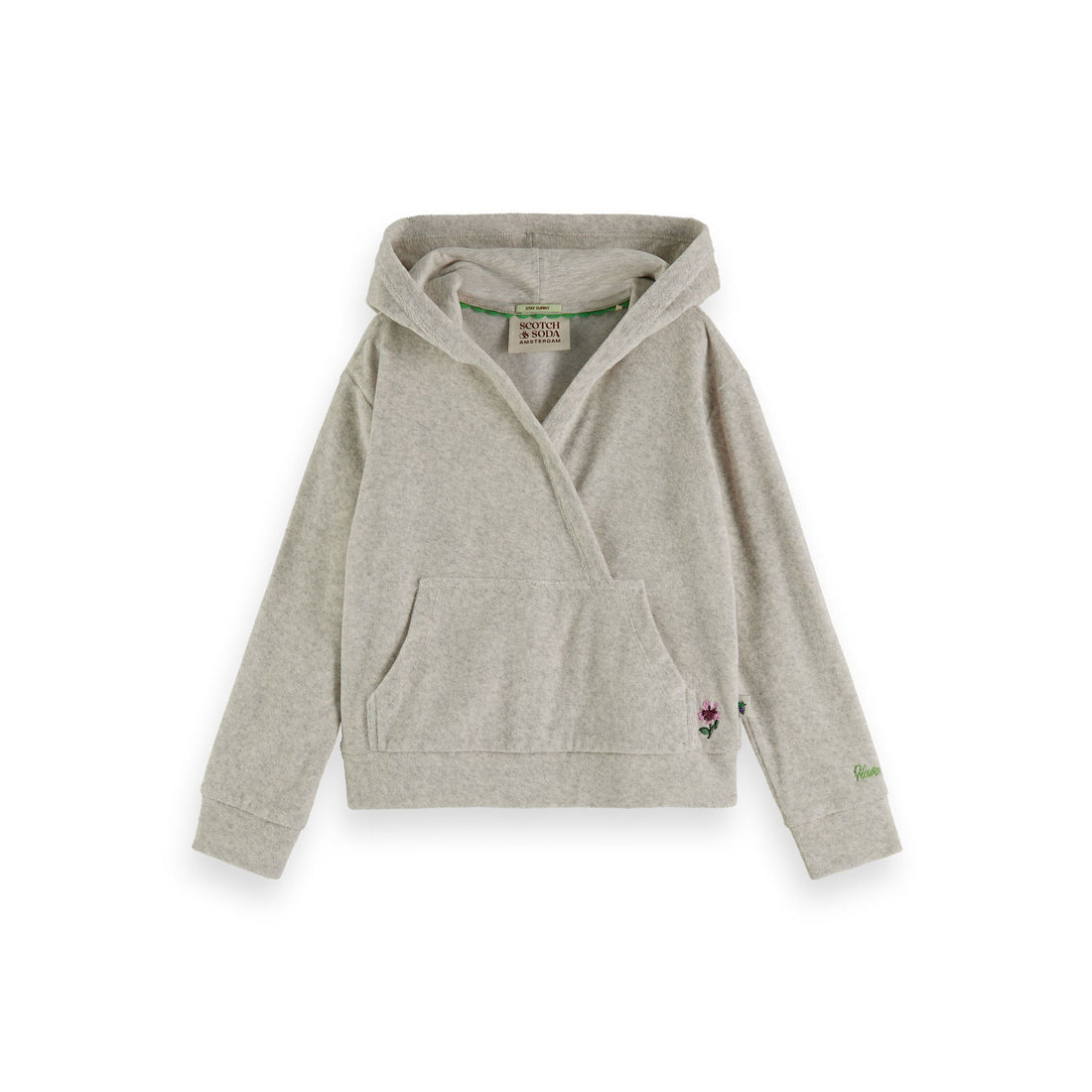 Scotch Shrunk  Grey Melan Relaxed Fit Wrap Towelling Hoodie