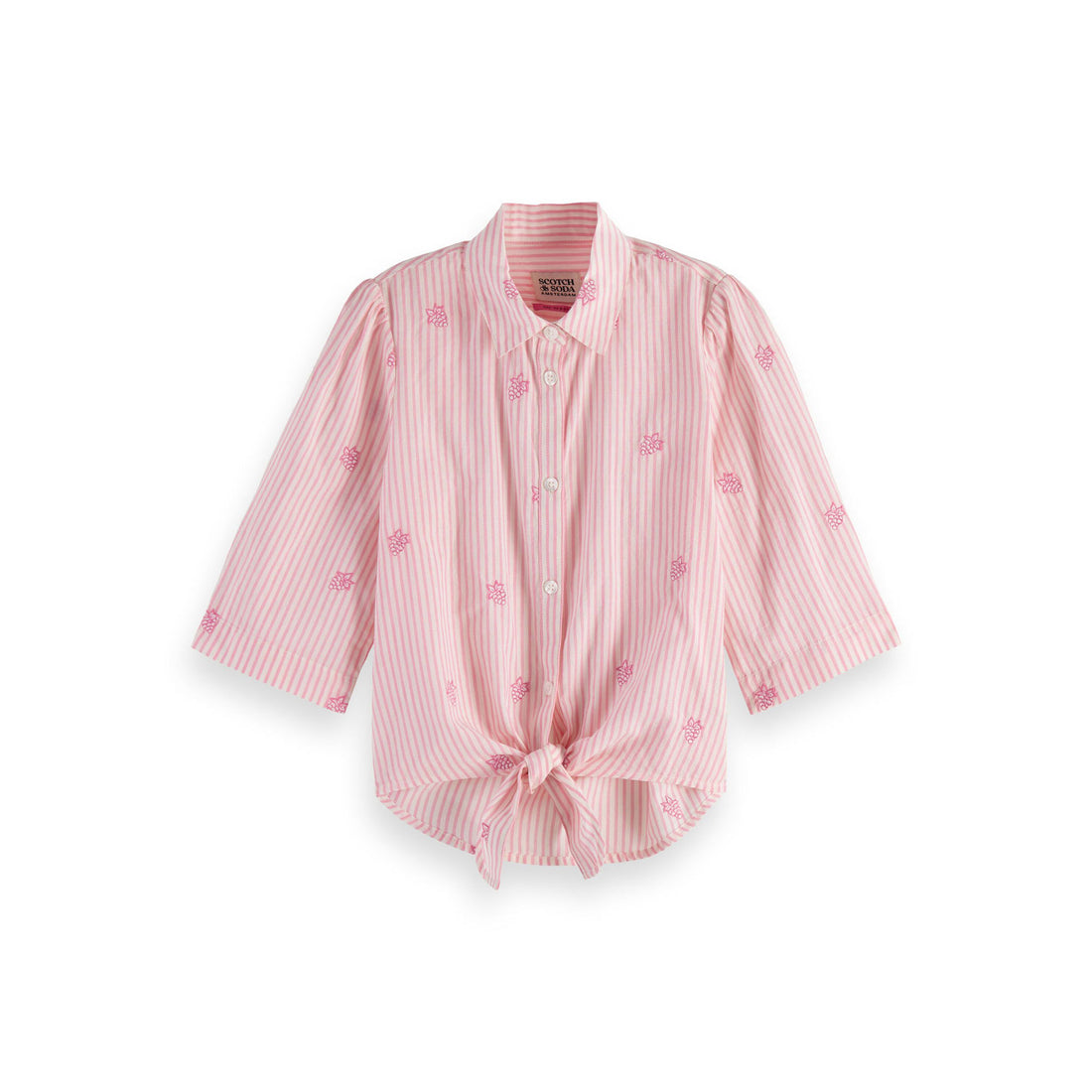 Scotch Shrunk  Grape Striped Embroidered Knotted Shirt