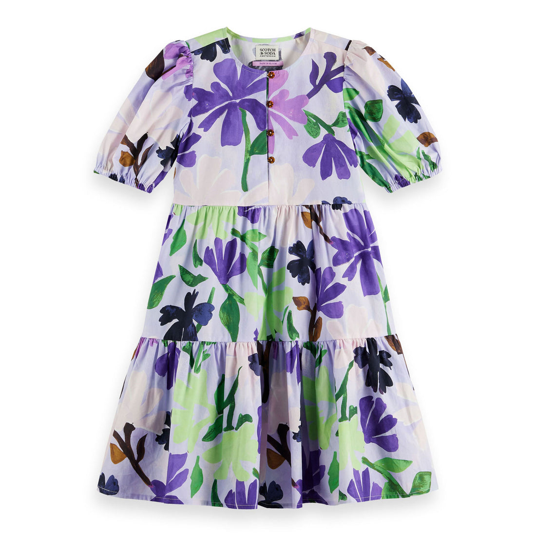 Scotch Shrunk  Paint Flower All Over Printed Short Sleeved Dress
