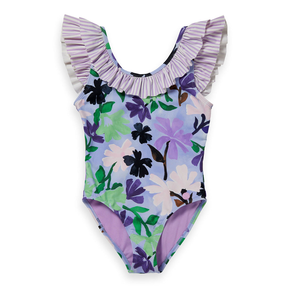 Scotch Shrunk  Paint Flower Allprint Contrast Ruffle Bathing Suit