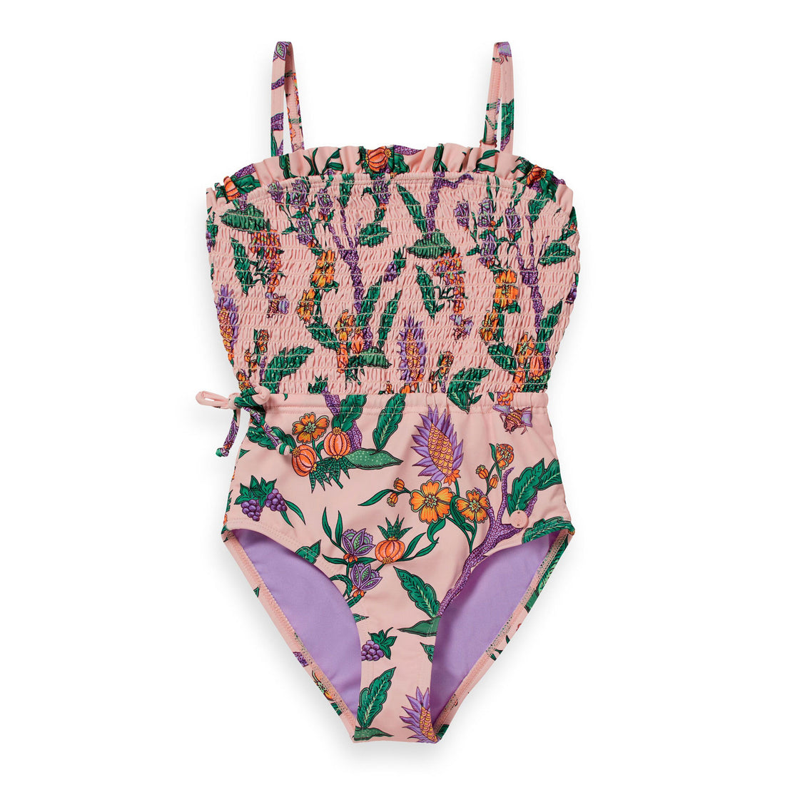 Scotch Shrunk  Flower Garden All Over Printed Smocked Bathing Suit