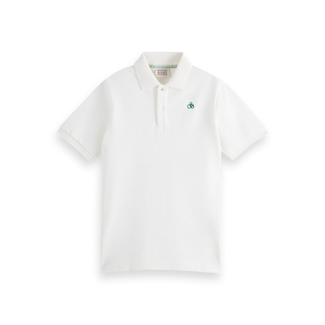 Scotch Shrunk Off White Fabric-Dyed Short-Sleeved Pique Polo
