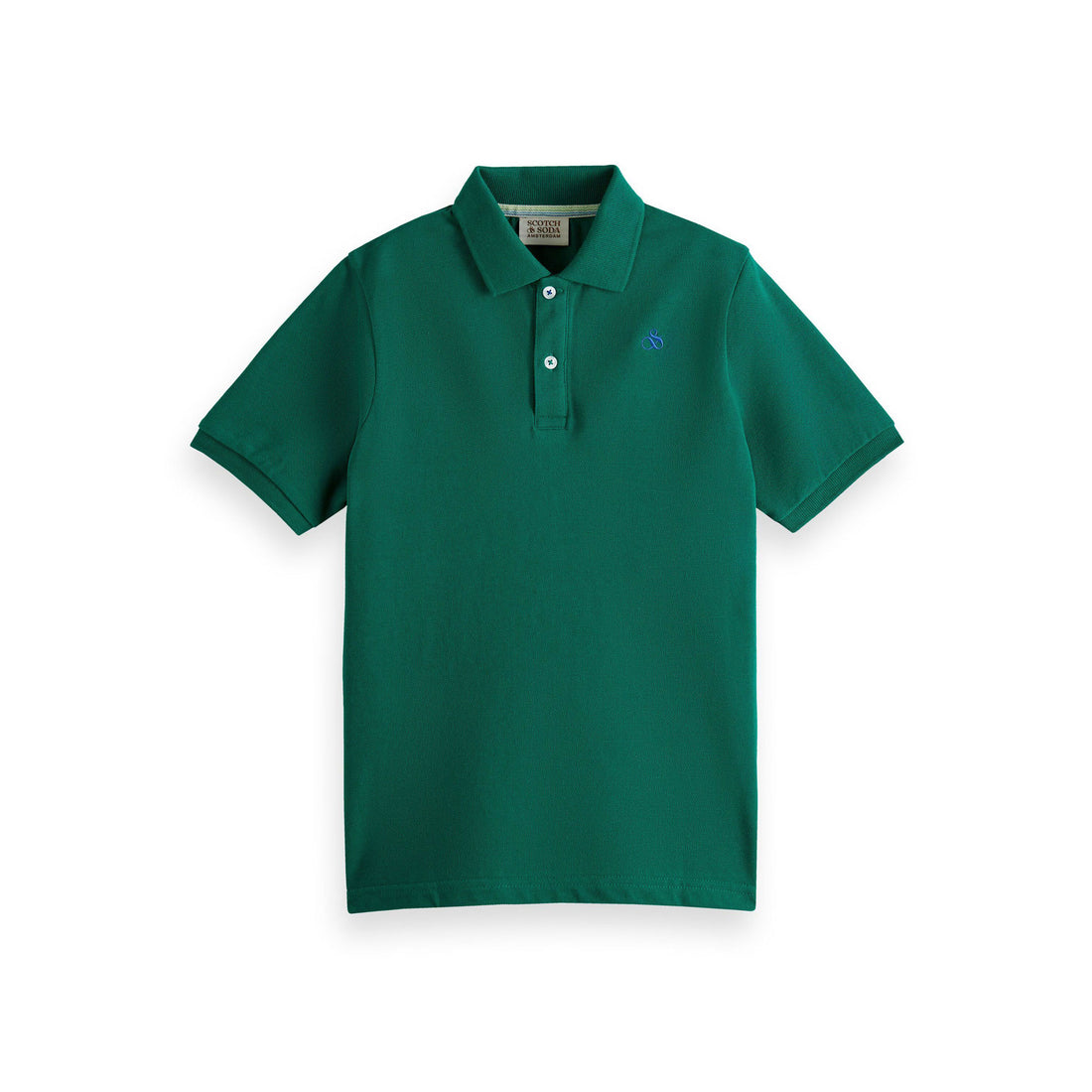 Scotch Shrunk Tens Green Fabric-Dyed Short-Sleeved Pique Polo
