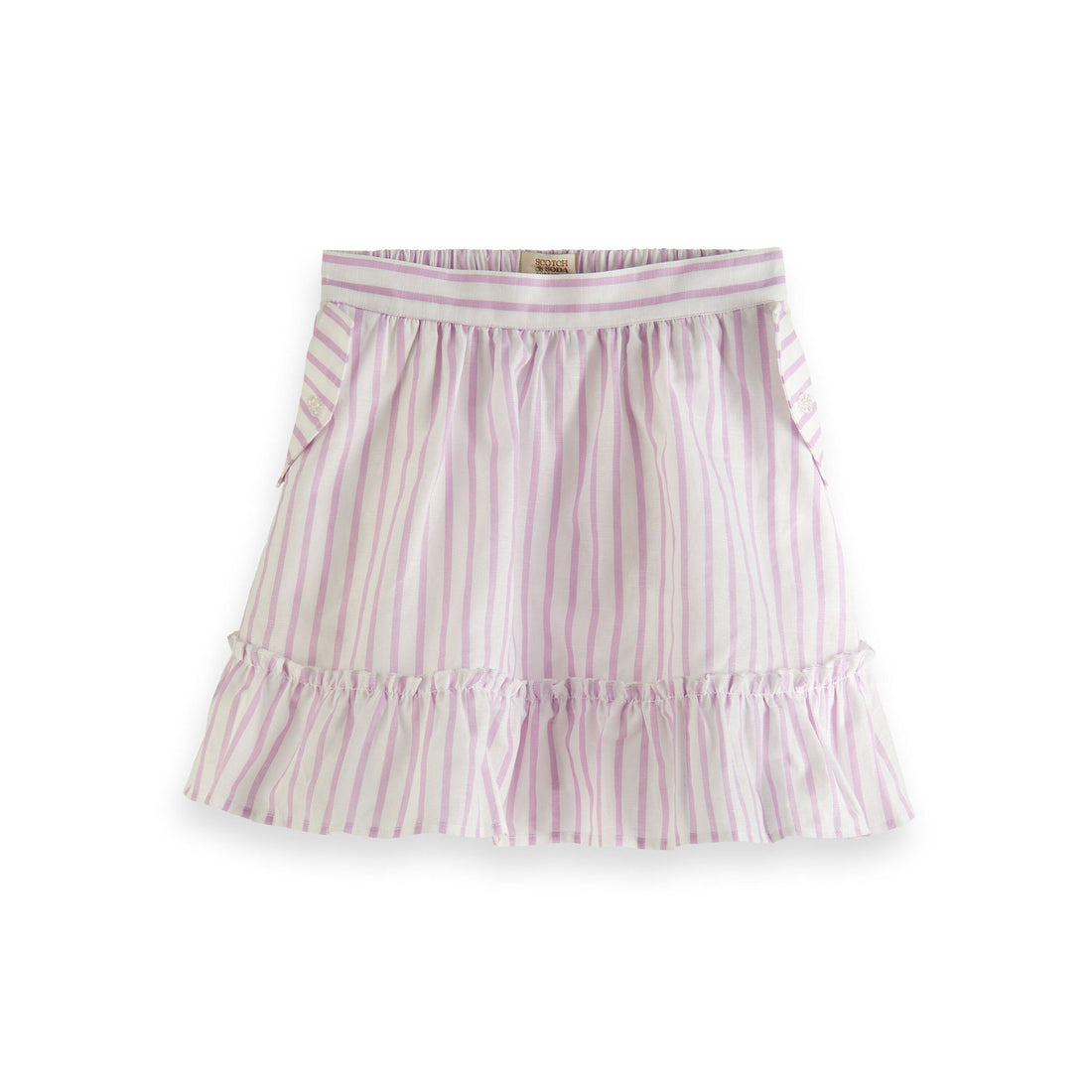 Scotch Shrunk  Orchid Striped Linen Blend Wrap Skirt