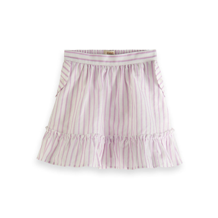 Scotch Shrunk  Orchid Striped Linen Blend Wrap Skirt