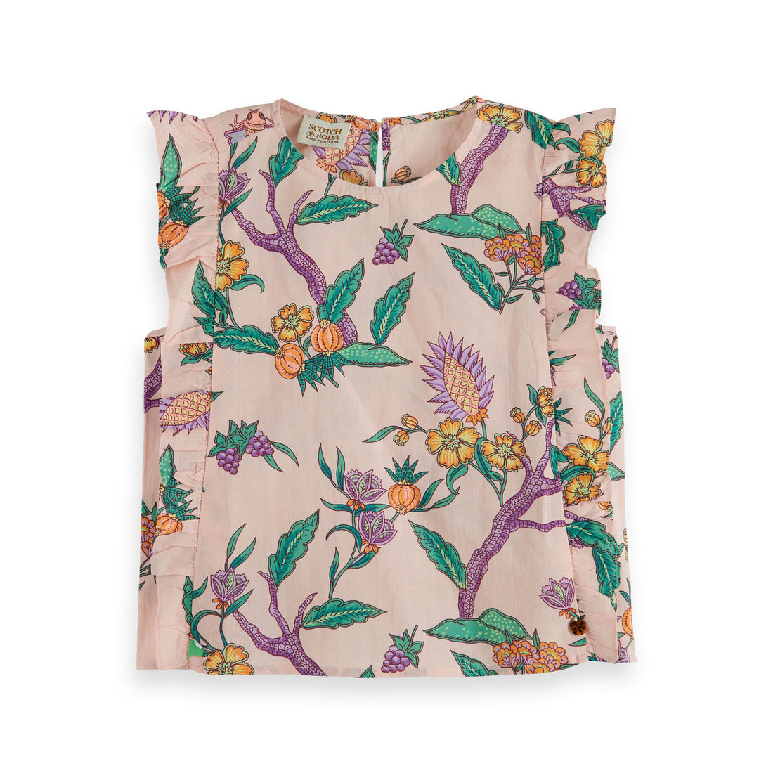 Scotch Shrunk  Flower Garden All Print Sleeveless Ruffle Detail