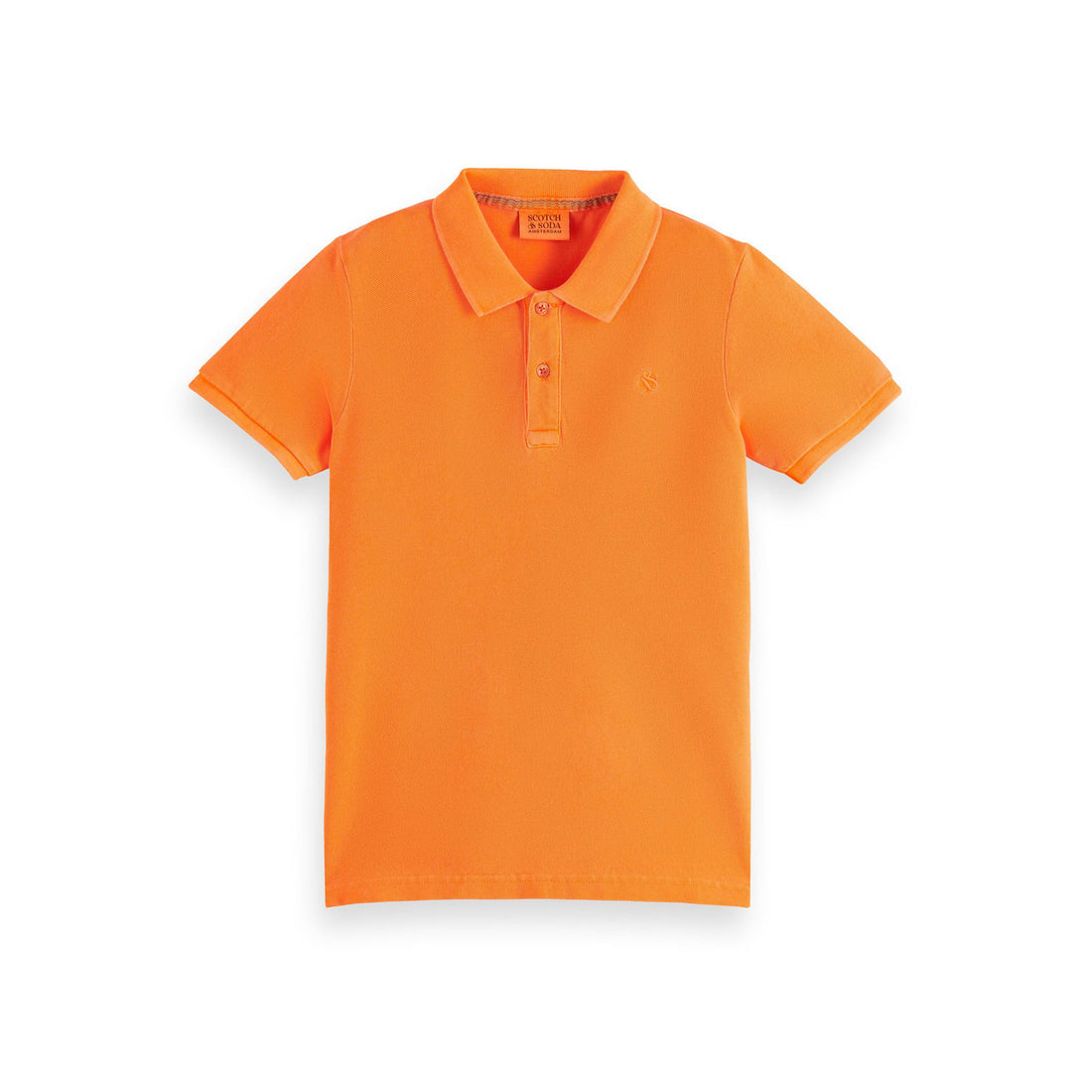 Scotch Shrunk Neon Peach Garment-Dyed Short-Sleeved Pique Polo