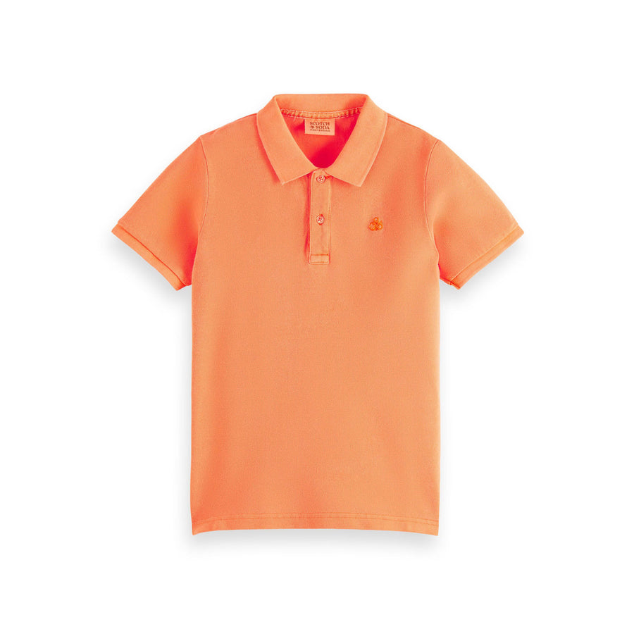Scotch Shrunk Neon Orange Garment-Dyed Short-Sleeved Pique Polo