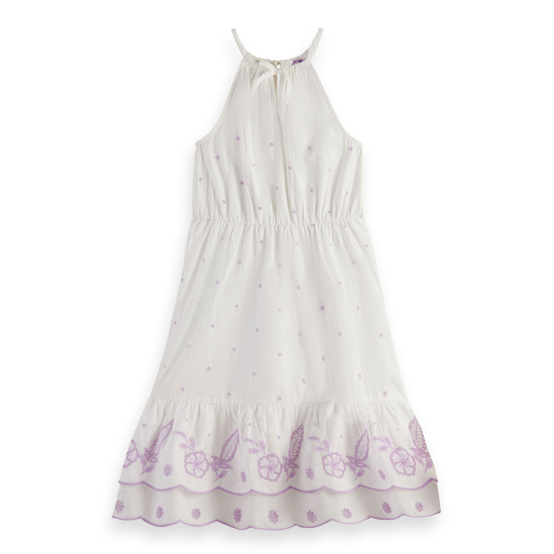 Scotch Shrunk  Off White Broderie Anglaise Ruffle Hem Dress