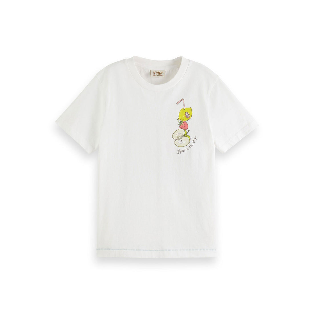 Scotch Shrunk Denim White Relaxed-Fit Ss Artwork T-Shirt