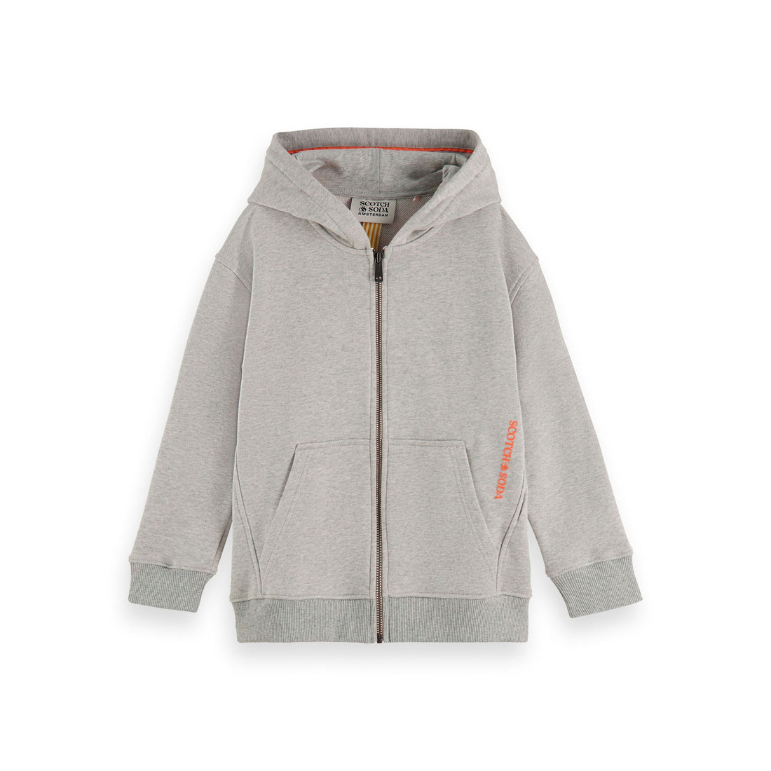 Scotch Shrunk Grey Melange Zip Up Hooded Sweat Top