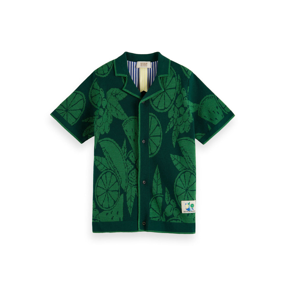 Scotch Shrunk Fruit Intarsia Knitted Short-Sleeved Polo