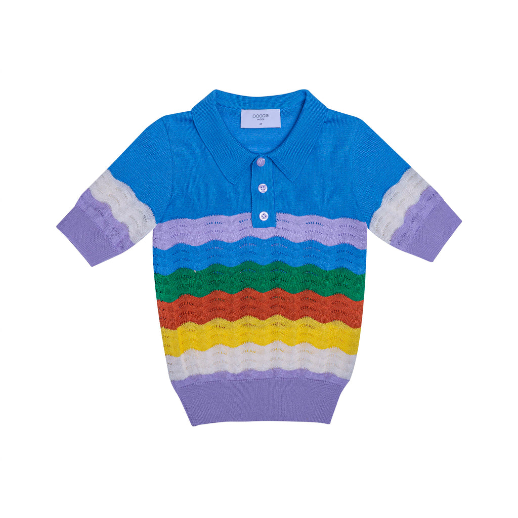 Paade Mode Blue Rainbow Knit Polo