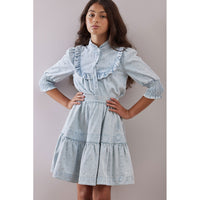 Steph Light Denim Embroidered Skirt
