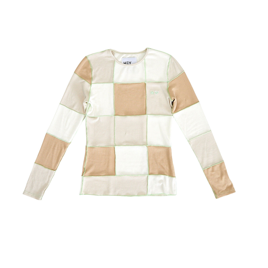 Hey Kid Tan Ribbed Panel Top