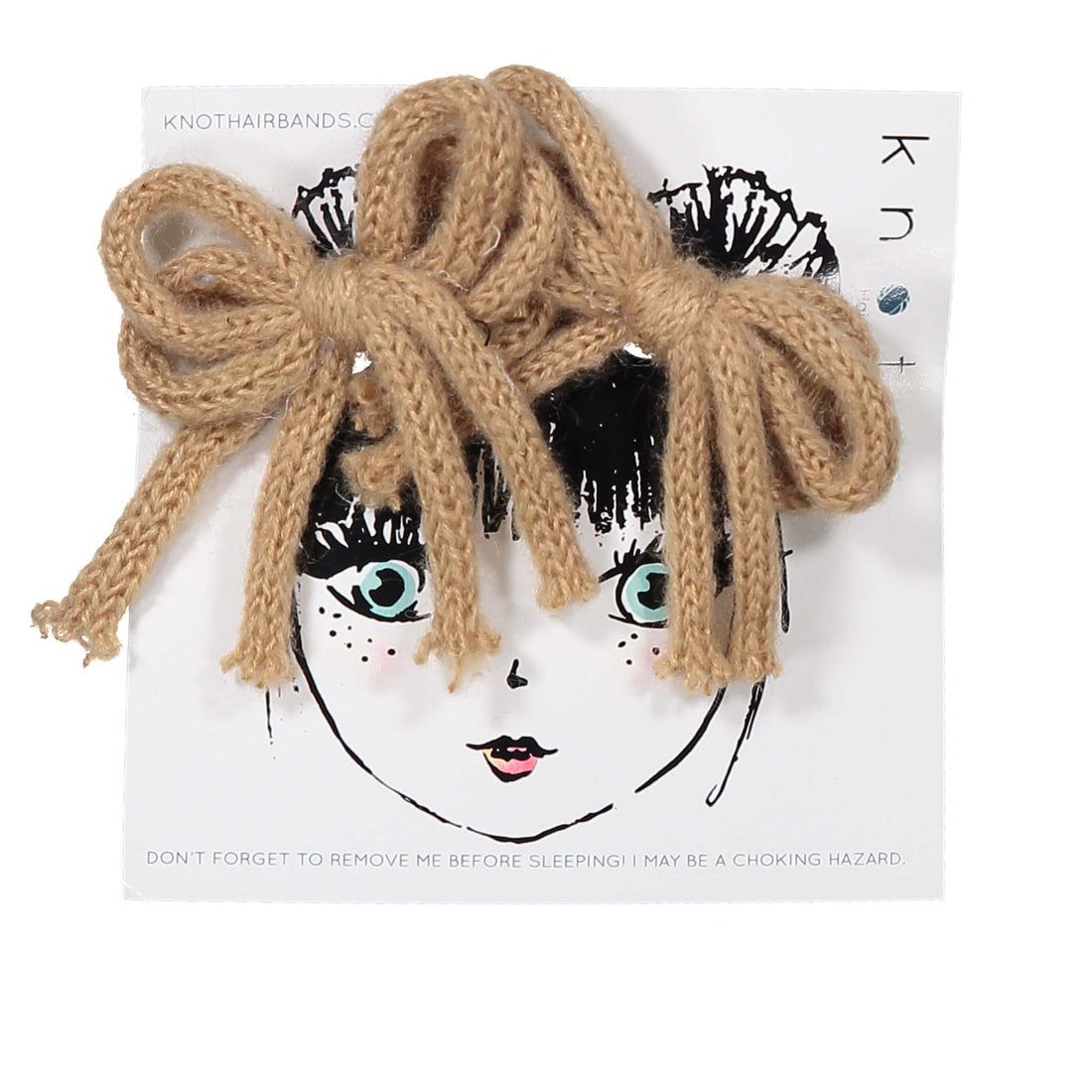 Knot Hairbands Yarn Mini Bow Clip Set // Caramel