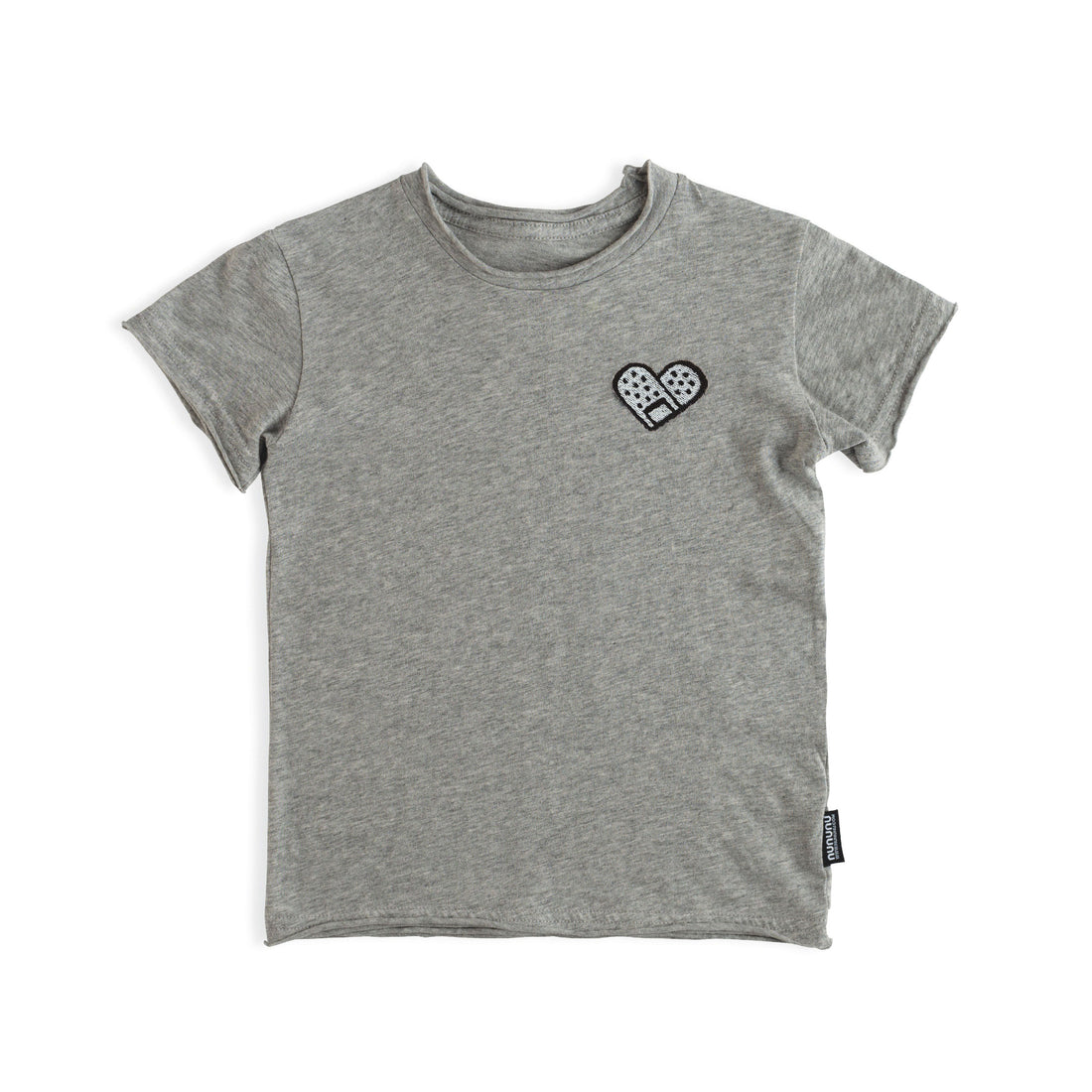 NUNUNU Heather Grey Bandaid Heart Patch T-Shirt