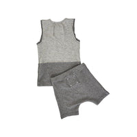 Hey Kid Two-Tone Gray Ribbed Tank/Shorts Set
