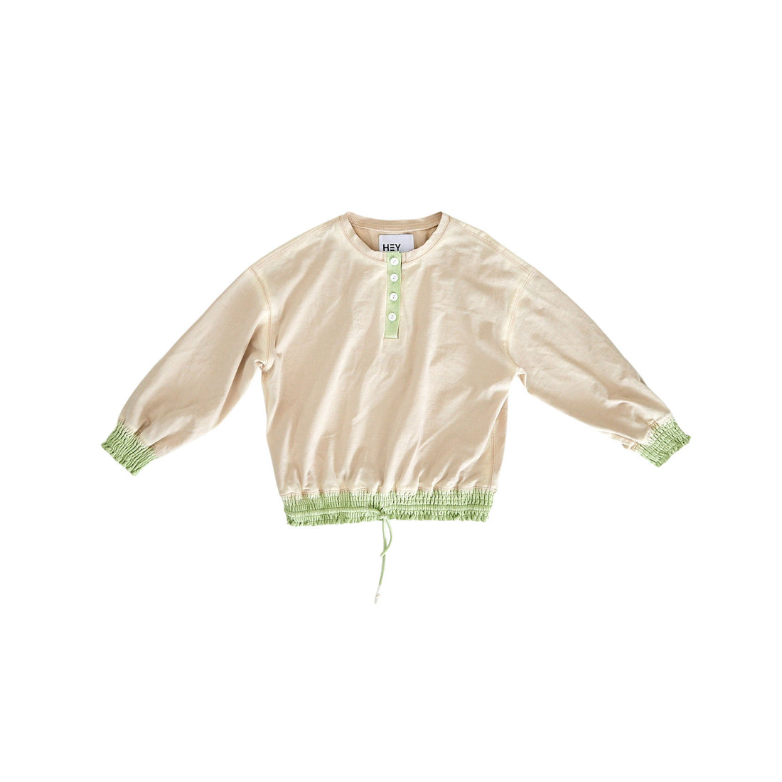 Hey Kid Tan Washed Henley with Elastic Cuffs