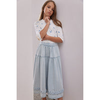 Steph White/Blue Embroidered T-Shirt