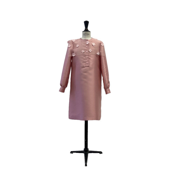 Lemoniez  Pale Pink Mikado  Tulle Collar Blossoming Dress