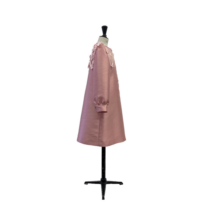 Lemoniez  Pale Pink Mikado  Tulle Collar Blossoming Dress