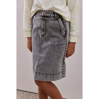 Steph Grey Stone Wash Denim Pencil Skirt