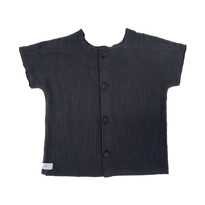 Gayalab Graphite Muslin Button Down Tee