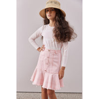 Steph Pink Denim Button Skirt