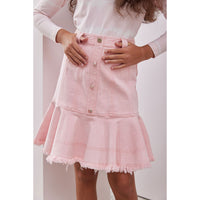 Steph Pink Denim Button Skirt
