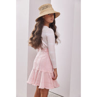 Steph Pink Denim Button Skirt