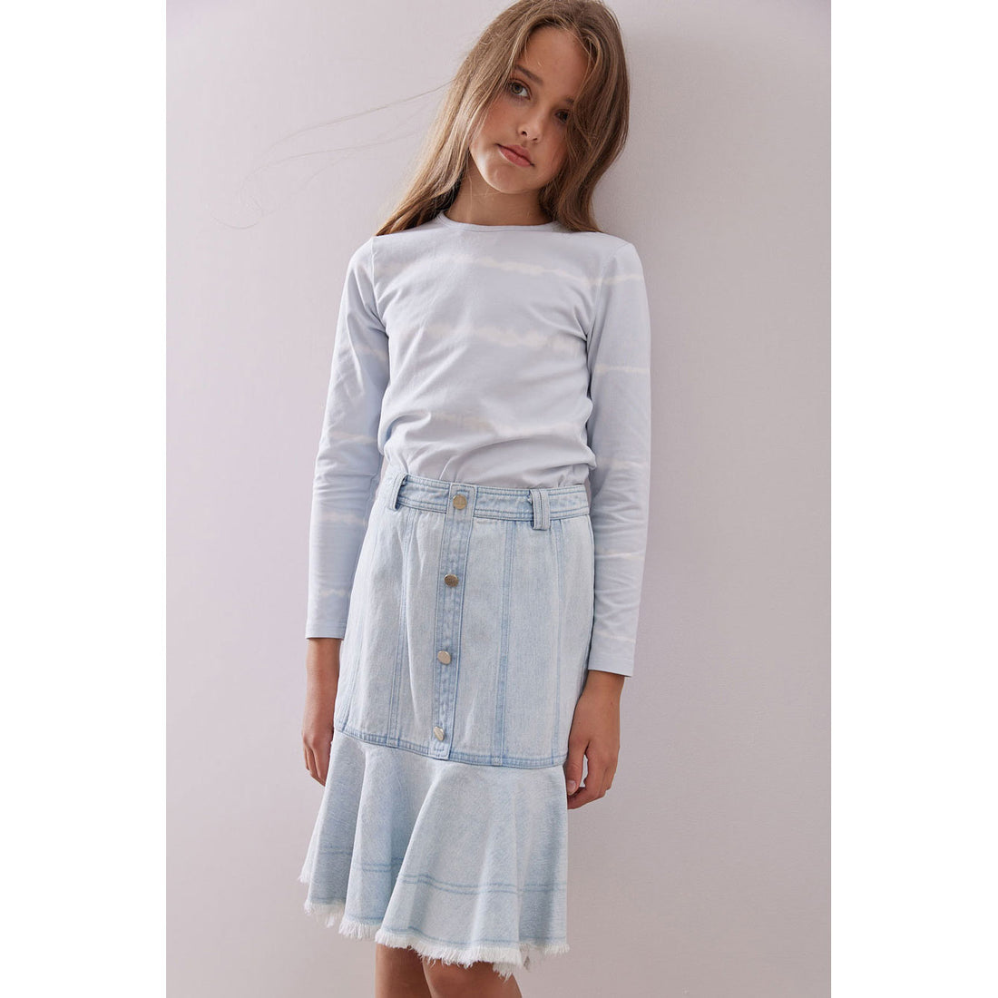 Steph Light Denim Button Skirt