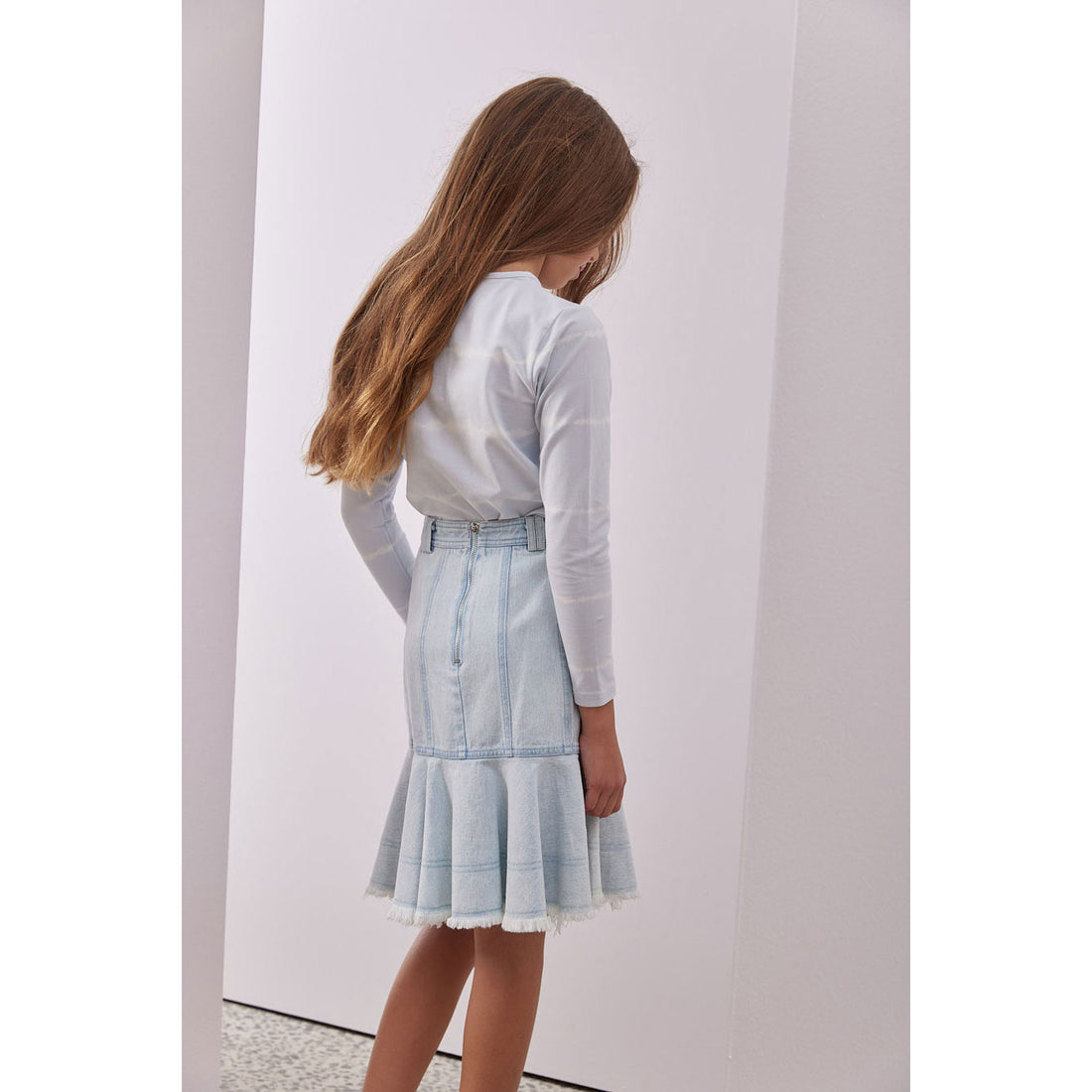 Steph Light Denim Button Skirt