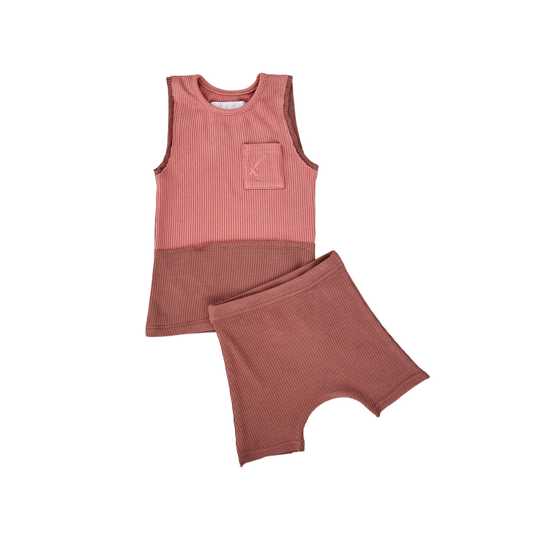 Hey Kid Pink/Plum Ribbed Tank/Shorts Set