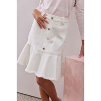 Steph White Denim Button Skirt