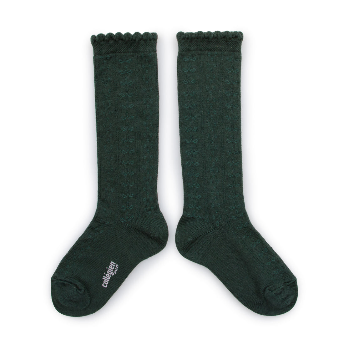 Collegien Juliette - Pointelle Organic Cotton Socks - Forest Green