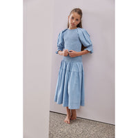 Steph Chambray Shirred Top