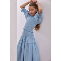 Steph Chambray Shirred Top