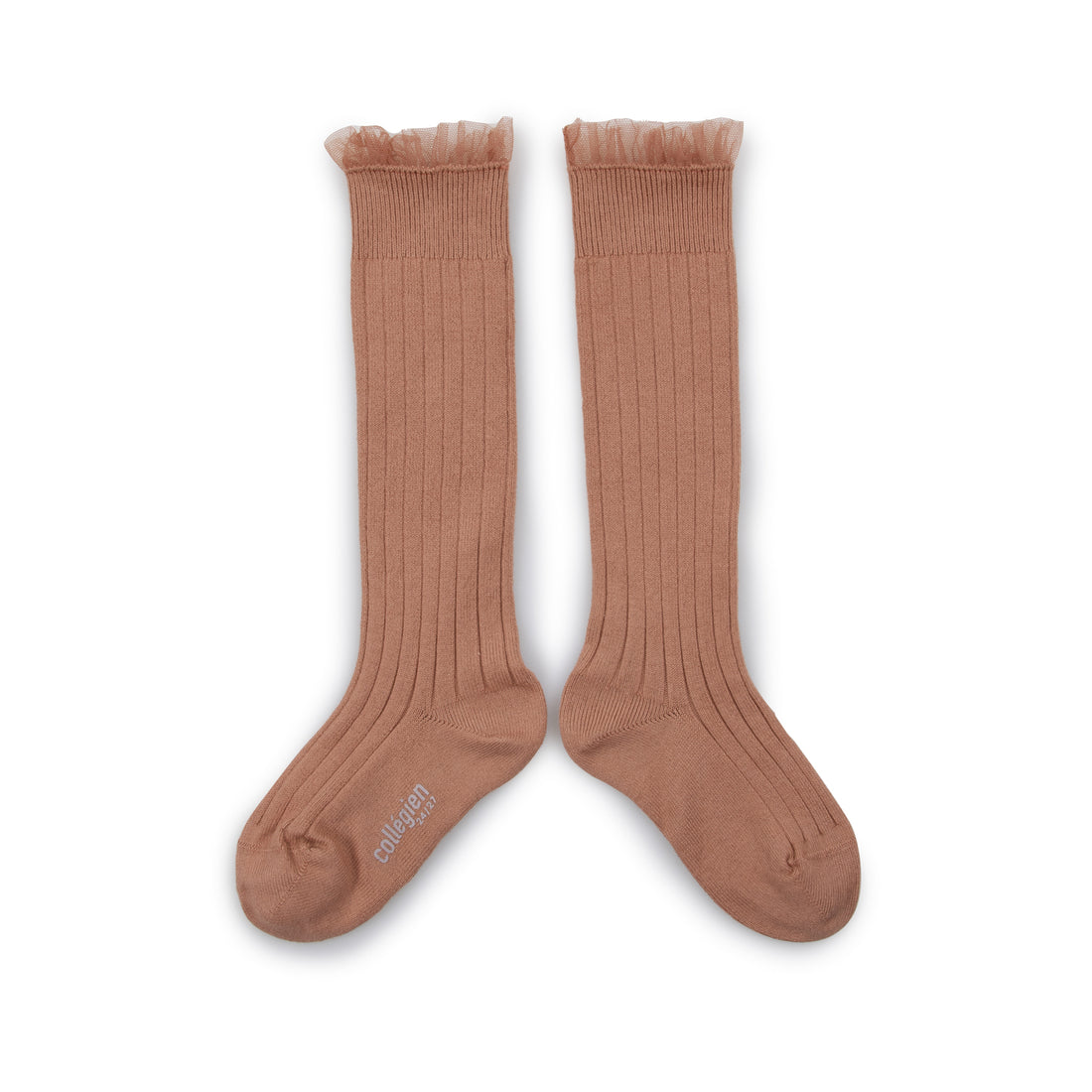 Collegien Manon - Tulle Frill Ribbed Socks - Rosewood