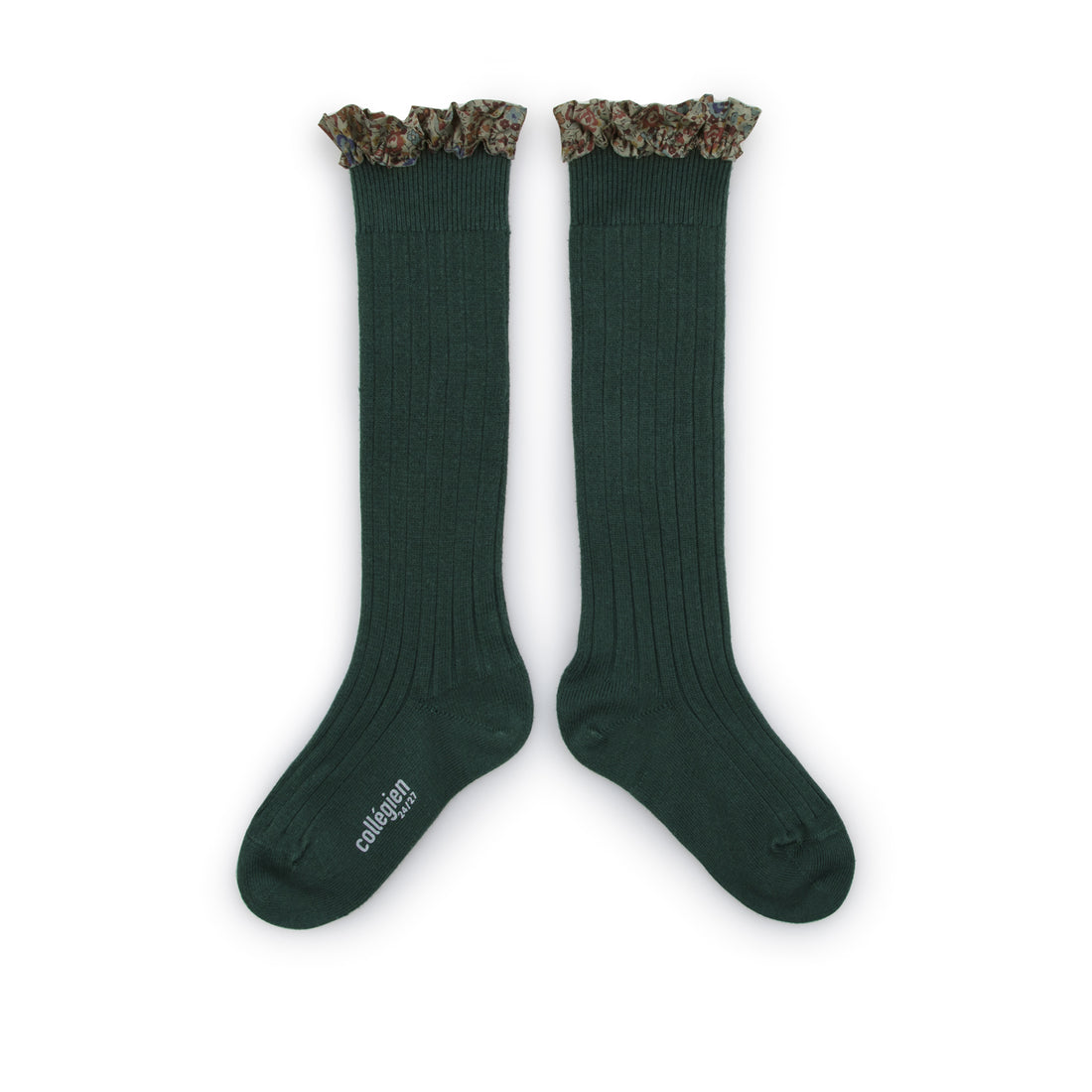 Collegien Elisabeth - Liberty Ruffle Ribbed Socks - Forest Green