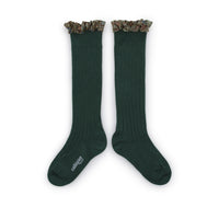 Collegien Elisabeth - Liberty Ruffle Ribbed Socks - Forest Green