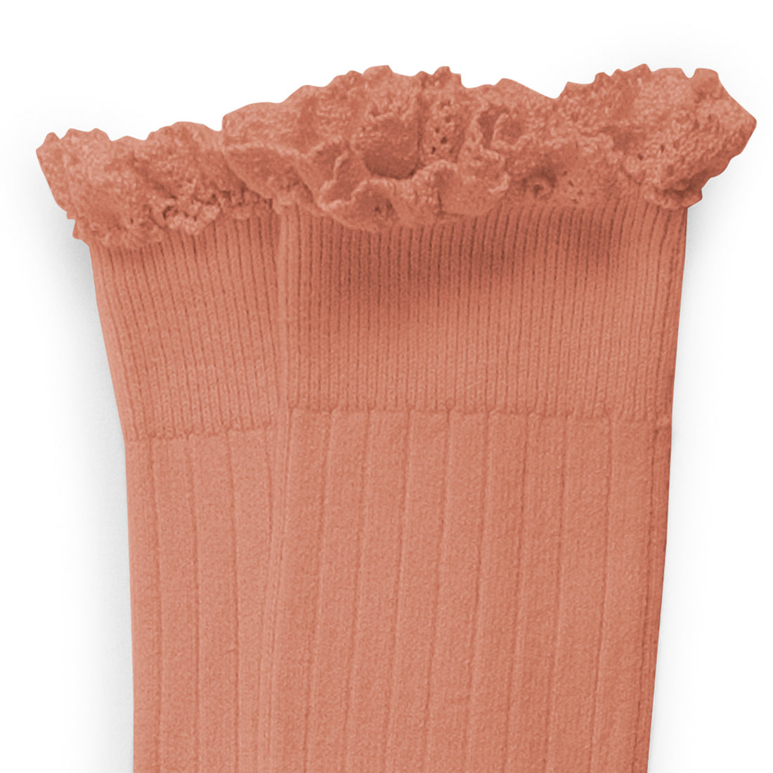 Collegien Josephine - Lace-Trim Ribbed Socks - Rosewood