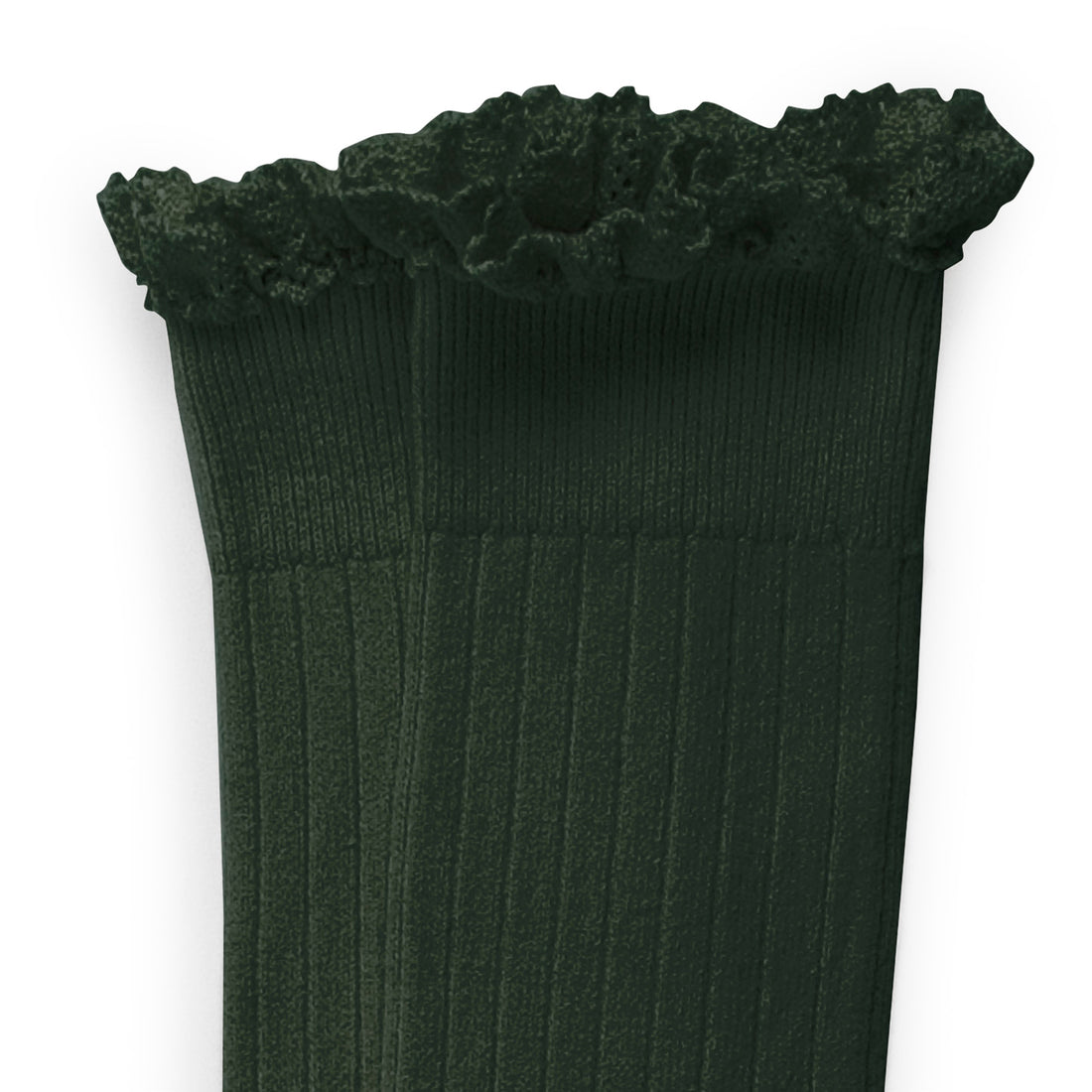 Collegien Josephine - Lace-Trim Ribbed Socks - Forest Green