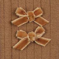 Collegien Hortense - Ribbed Socks with Velvel Bows - Caramel