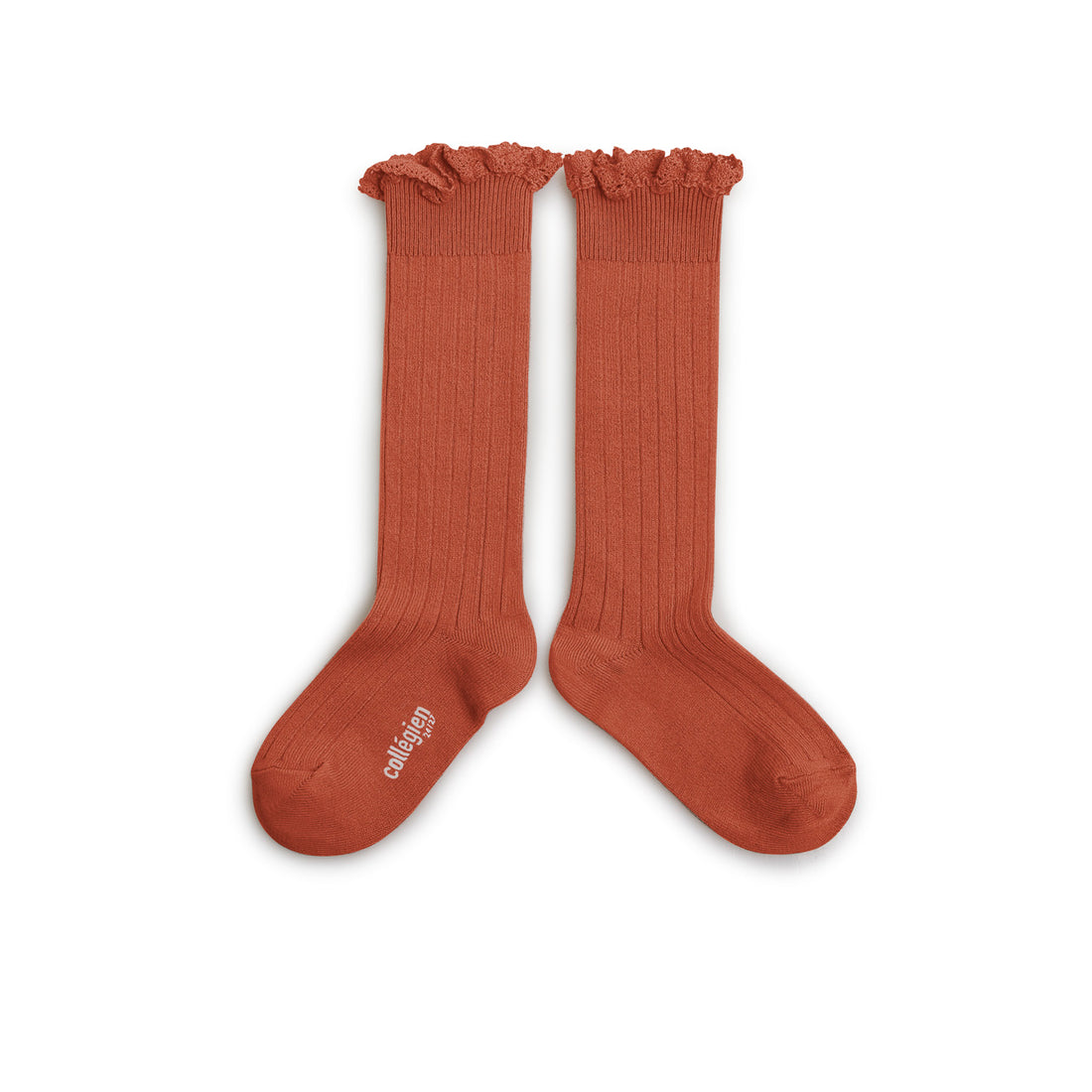 Collegien Josephine - Lace-Trim Ribbed Socks - Gingerbread