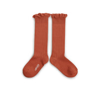 Collegien Josephine - Lace-Trim Ribbed Socks - Gingerbread