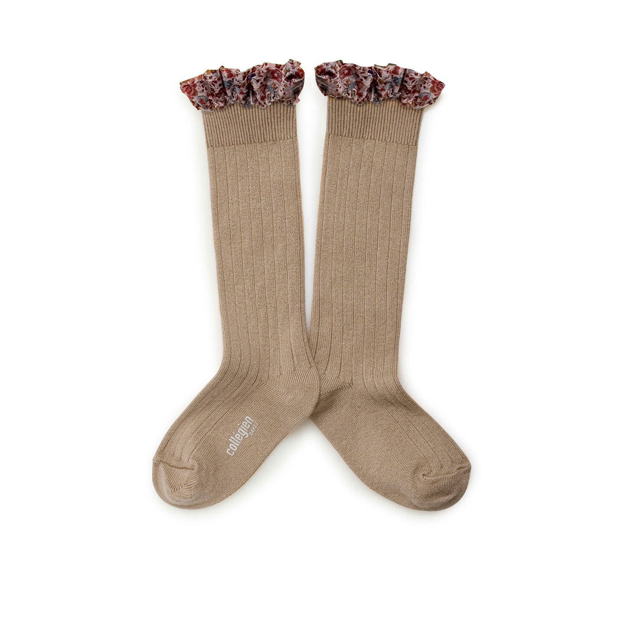 Collegien Petite Taupe Elisabeth Liberty Ruffle Knee Socks