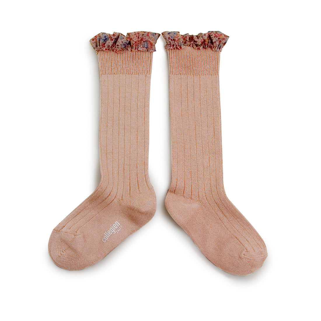 Collegien Elisabeth - Liberty Ruffle Ribbed Socks - Old Pink