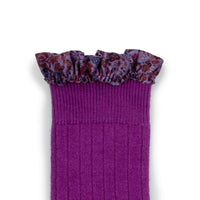 Collegien Elisabeth - Liberty Ruffle Ribbed Socks - Cyclamen