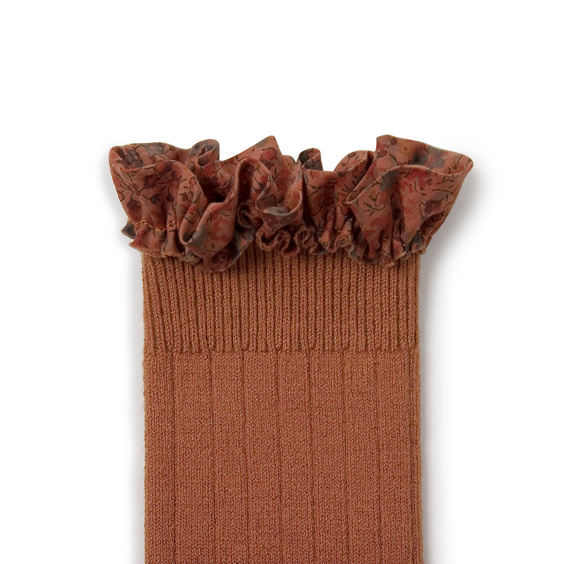 Collegien Elisabeth - Liberty Ruffle Ribbed Socks - Gingerbread